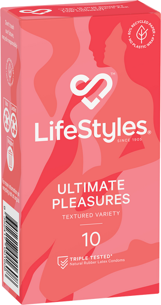 LifeStyles Ultimate Pleasures Variety Pack – Textured Lubricated Condoms Pack of 10 One Size > Essentials > Condoms