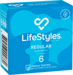 LifeStyles Regular Easy-Fit 54mm Nominal Width Latex Condoms 6 Pack One Size > Essentials > Condoms