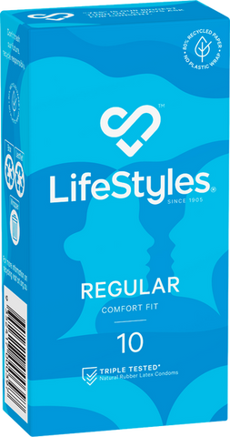LifeStyles Regular – Easy-Fit Lubricated Latex Condoms 54mm 10 Pack Default Title > Essentials > Condoms