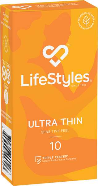 LifeStyles Ultra Thin Condoms – Micro-Thin 53mm Nominal Width Condoms 10 Pack Secondary image