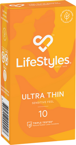 LifeStyles Ultra Thin Condoms – Micro-Thin 53mm Nominal Width Condoms 10 Pack One Size > Essentials > Condoms