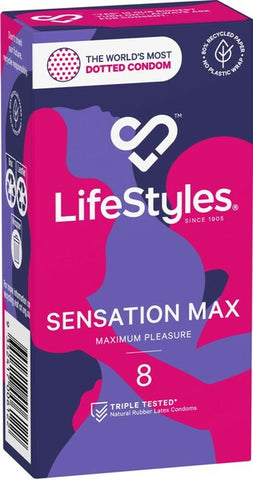 LifeStyles Sensation Max Studded Texture – Premium Lubricated Condoms 8 Pack One Size > Essentials > Condoms