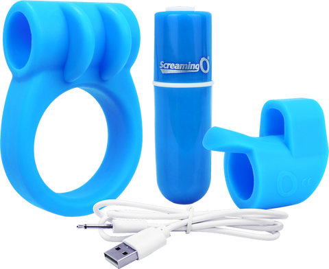 Charged Combo Kit 1 – Body-Safe Silicone Cock Ring and Fingertip Sleeve Kit > Sex Toys > Couples Toys
