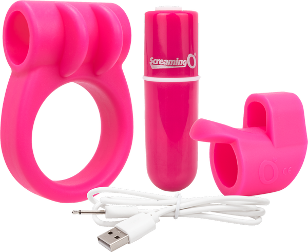 Charged Combo Kit 1 – Body-Safe Silicone Cock Ring and Fingertip Sleeve Kit > Sex Toys > Couples Toys