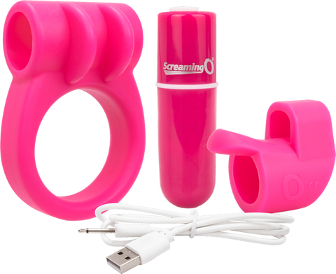 Charged Combo Kit 1 – Body-Safe Silicone Cock Ring and Fingertip Sleeve Kit > Sex Toys > Couples Toys