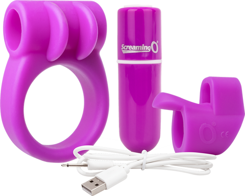 Charged Combo Kit 1 – Body-Safe Silicone Cock Ring and Fingertip Sleeve Kit > Sex Toys > Couples Toys