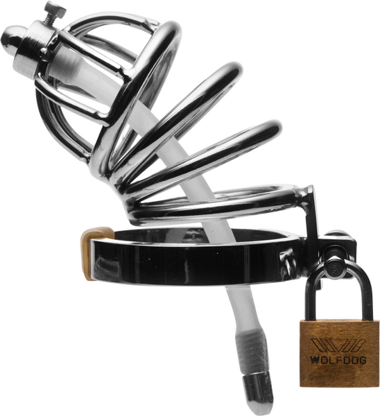 Stainless Steel Chastity Cage With Removable Silicone Urethral Plug – Penis Plug > Bondage Gear > Male Chastity