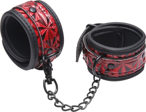 Crimson Tied Embossed Ankle Cuffs – Adjustable Bondage Accessories > Bondage Gear > Restraints