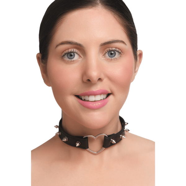 Spiked Heart Choker – Adjustable Spiked Collar Accessory > Bondage Gear > Collars & Leashes