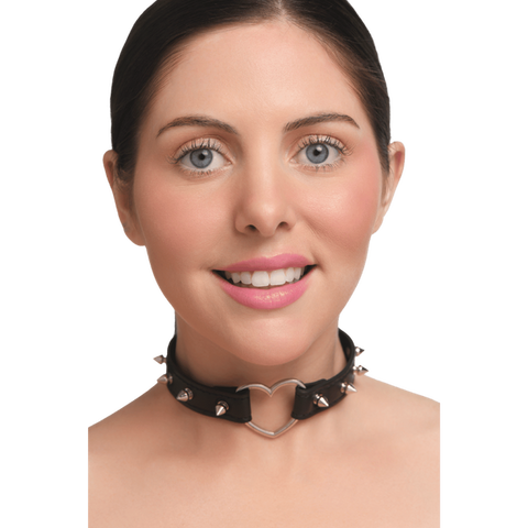 Spiked Heart Choker – Adjustable Spiked Collar Accessory > Bondage Gear > Collars & Leashes