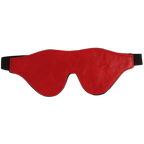 Red sleep mask with black straps on a white background