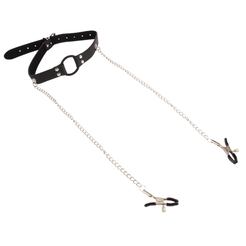 Breathable O-Ring Gag with Nipple Clamps – BDSM Accessory > Sex Toys > Nipple Clamps