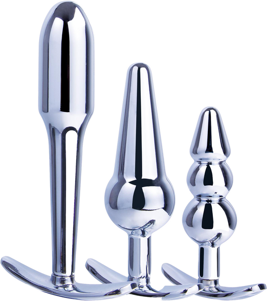 3 in 1 Metal Butt Plug Kit – High Gloss Finish Metal Butt Plugs > Anal Range > Butt Plug Kits
