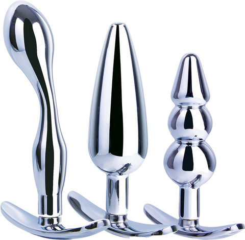 3 in 1 Metal Butt Plug Kit – High Gloss Finish Metal Butt Plug Set > Anal Range > Butt Plug Kits