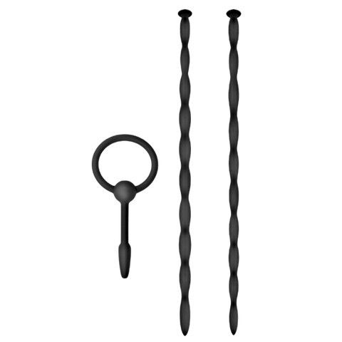 Silicone Urethal Sounding Kit - Twist (Black) > Sex Toys For Men > Sounding Rods