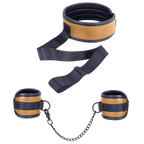 Adjustable Brown Collar with Handcuffs – Velcro Lock, Webbing Strap, 22.4cm Chain > Bondage Gear > Restraints