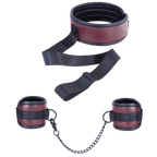 Adjustable Brown Collar with Handcuffs – Velcro Lock, Webbing Strap, 22.4cm Chain > Bondage Gear > Restraints