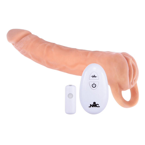 Extendor+ 9 Inch Flesh Sleeve (Wireless Remote Control) – Vibrating Penis Extender Sleeve and Vagina Stroker Masturbator > Sex Toys For Men > Penis Sleeves