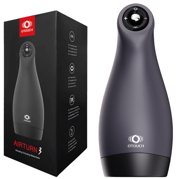 Airturn 3 – Suction Masturbator with 3 Suction Patterns and 6 Vibration Patterns Black > Sex Toys For Men > Masturbators > Vibrating