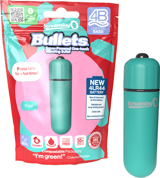 Screaming O 4B Bullets – Low Pitch Bass Motor Compact Vibrator with Long-Lasting Batteries Kiwi > Vibrators > Mini Vibrators