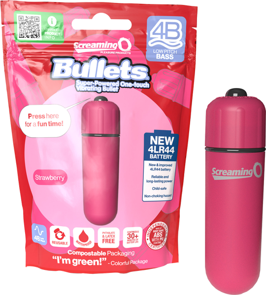 Screaming O Bullets 4B Low Pitch Bass – Powerful Motor Rechargeable Bullet Vibrator Pink > Vibrators > Mini Vibrators