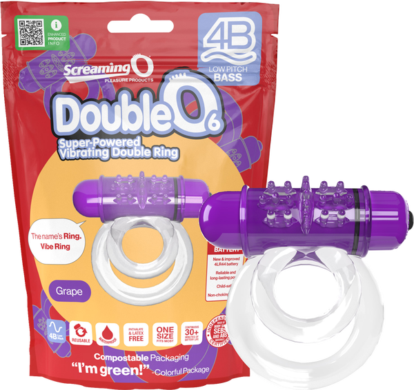 Double O 6 4B Low Pitch Bass (Grape) Grape > Cock Ring > Vibrating