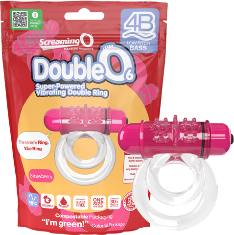Double O 6 4B Low Pitch Bass (Strawberry) Strawberry > Cock Ring > Vibrating