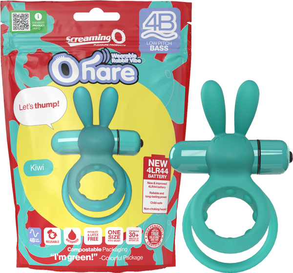 Ohare 4B Low Pitch Bass Double Ring Stretch Silicone Rabbit Vibrator Sleeve Kiwi > Sex Toys > Couples Toys