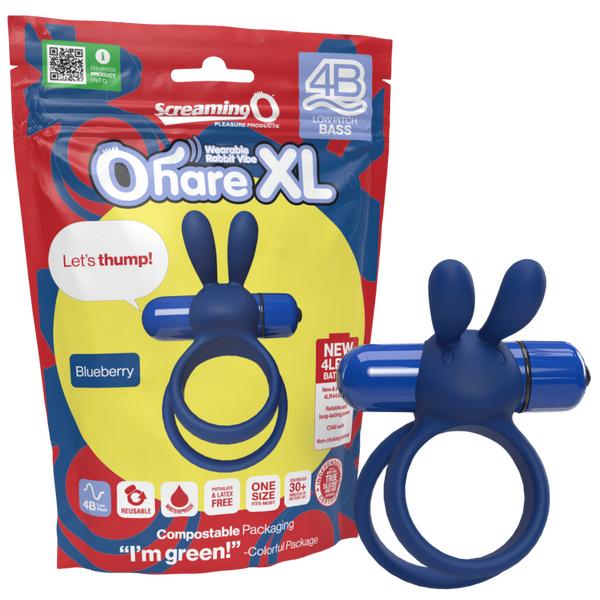 Ohare XL 4B – Deep-Rumbling Bass Vibrator with Rabbit Ears and Stretchy Ring Blue > Vibrators > Finger Vibrators