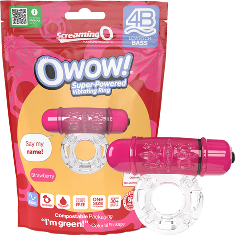 Owow 4B Low Pitch Bass (Strawberry) Strawberry > Cock Ring > Vibrating