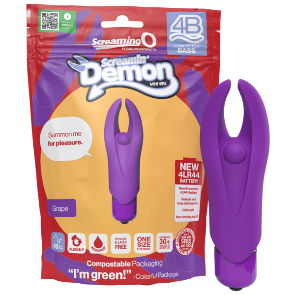 Demon 4B Low Pitch Bass – Deep-Rumbling 5-Speed Vibrator with Silicone Horns Purple > Vibrators > Mini Vibrators