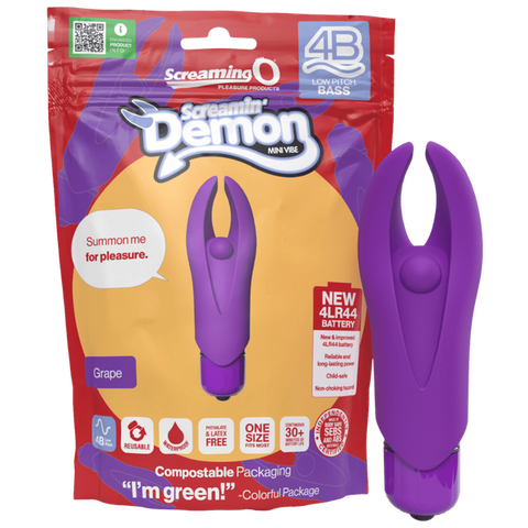 Demon 4B Low Pitch Bass – Deep-Rumbling 5-Speed Vibrator with Silicone Horns Purple > Vibrators > Mini Vibrators