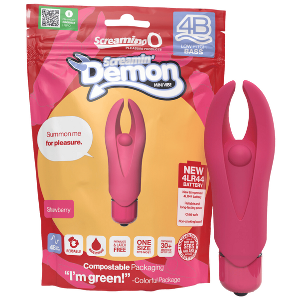 Demon 4B Low Pitch Bass – Deep-Rumbling 5-Speed Vibrator with Silicone Horns Red > Vibrators > Mini Vibrators
