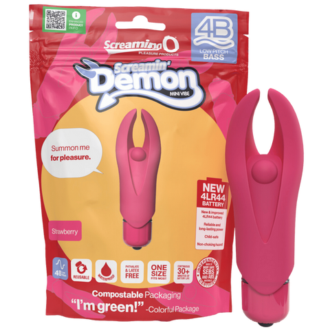 Demon 4B Low Pitch Bass – Deep-Rumbling 5-Speed Vibrator with Silicone Horns Red > Vibrators > Mini Vibrators