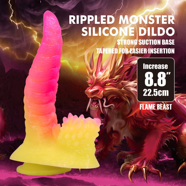 Flame Beast 8.8 Inch Silicone Dildo – Body-Safe Suction Base Dildo > Dildos > Fantasy