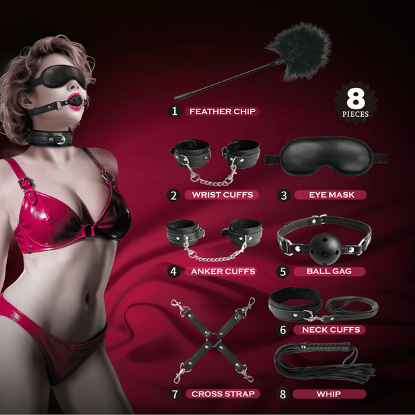 Pretty Love 8 Piece Set - Feather Tickler And Cuff Kit > Bondage Gear > Bondage Kits