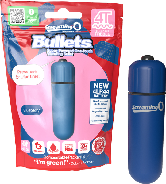 Screaming O Bullets 4T High Pitch Treble – Waterproof Compact Vibrating Bullet Blueberry > Vibrators > Mini Vibrators