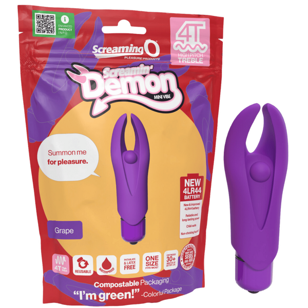 Demon 4T High Pitch Treble – Silicone Vibrator With 5 Speeds and Pulse Pattern Grape > Vibrators > Mini Vibrators