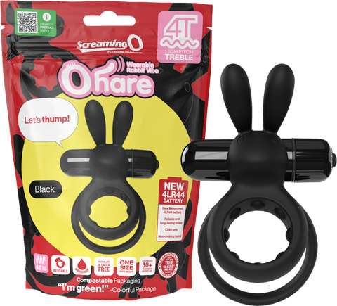 Screaming O 4T Ohare – Body-Safe Silicone Double Ring Vibrator Black > Sex Toys > Couples Toys