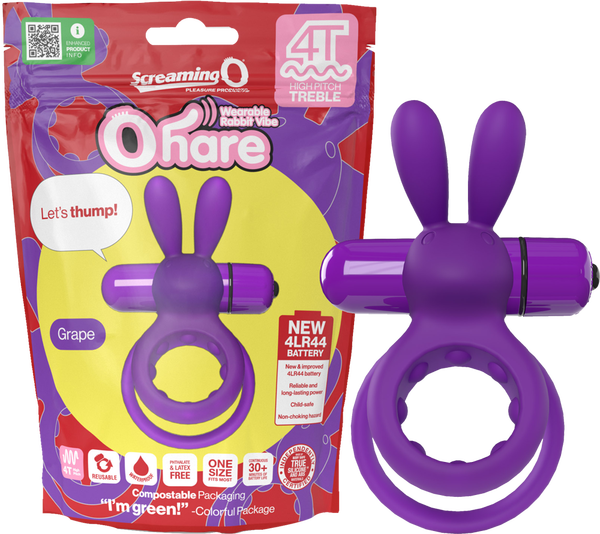 Ohare 4T High Pitch Treble – Body-Safe True Silicone Double Ring Vibrator Grape > Sex Toys > Couples Toys