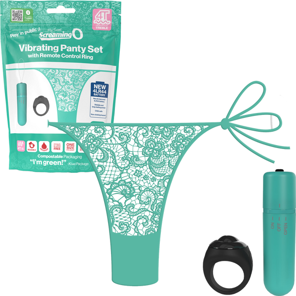Screaming O 4T Panty Vibrator Set with Remote and High Pitch Treble Vibrating Bullet Kiwi > Sex Toys For Ladies > Panty Vibes