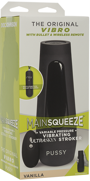 Doc Johnson Main Squeeze Original Vibro – Wireless Remote-Controlled Vibrating Masturbator Beige > Sex Toys For Men > Masturbators > Vibrating