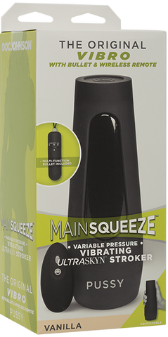Doc Johnson Main Squeeze Original Vibro – Wireless Remote-Controlled Vibrating Masturbator Beige > Sex Toys For Men > Masturbators > Vibrating