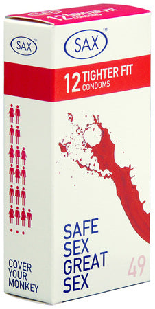 Sax Tighter Fit 12 Pack – Small Size 49mm Nominal Width Latex Condoms Secondary image