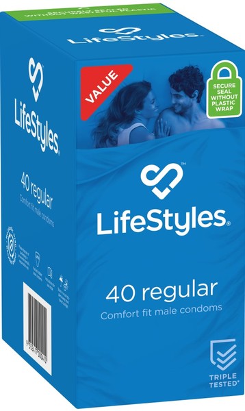 LifeStyles Regular Easy-Fit Smooth Lubricated 54mm Width Condom 40 Pack Secondary image