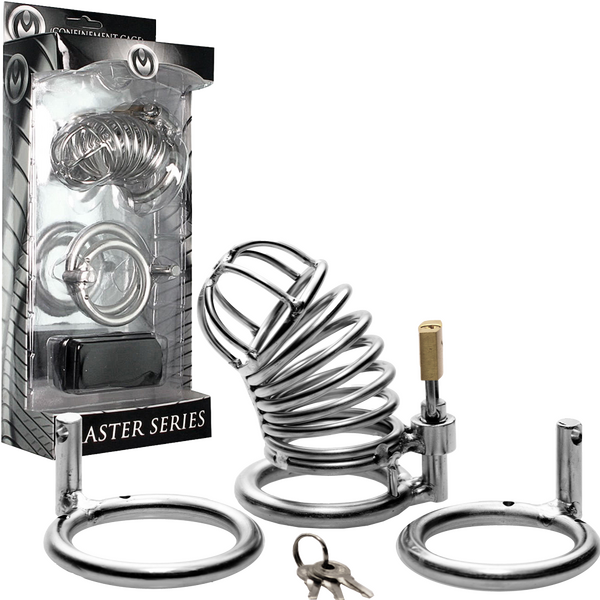 The Jail House Chastity Device – Male Locking Cage Chastity Device with Three Ring Sizes One Size > Bondage Gear > Male Chastity