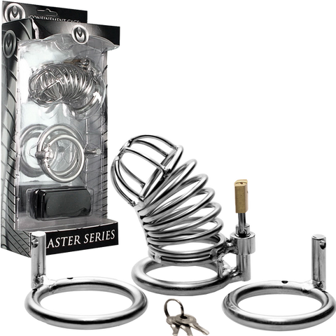 The Jail House Chastity Device – Male Locking Cage Chastity Device with Three Ring Sizes One Size > Bondage Gear > Male Chastity