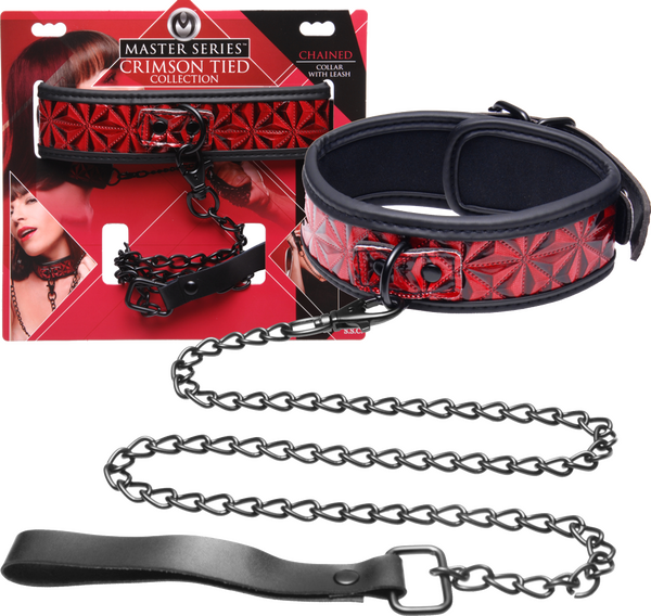 Crimson Tied Collar With Leash – Adjustable Collar and Leash Set One Size > Bondage Gear > Collars & Leashes