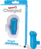 Charged Fing O Rechargeable Mini Finger Vibrator with Vooom Technology Silicone and ABS Blue > Vibrators > Finger Vibrators