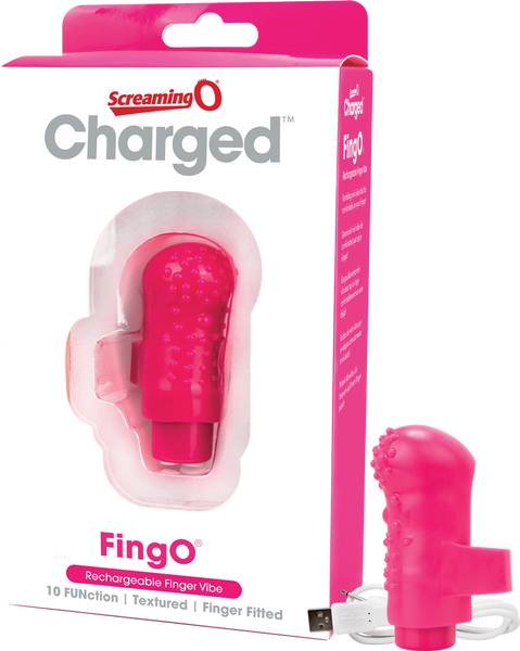 Charged Fing O Rechargeable Mini Finger Vibrator with Vooom Technology Silicone and ABS Pink > Vibrators > Finger Vibrators